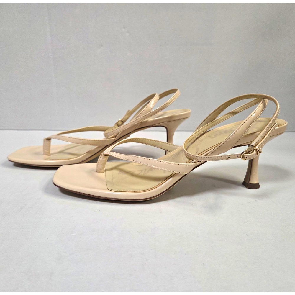 Sam Edelman Pax Women's Size 10 Sand Leather Strappy Thong Kitten Heel Sandals